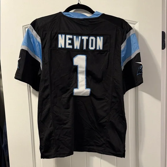 Cam Newton On Field Black and Light Blue Jersey - Picture 3 of 3